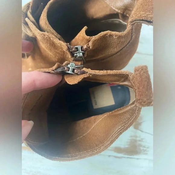 DOLCE VITA sueded lace-up cognac brown booties women’s sz 10 EUC heeled boots - Picture 11 of 14